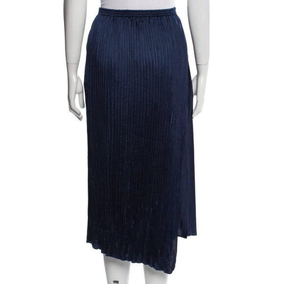 VINCE MIXED PLEAT WRAP MIDI SKIRT in Hydra (Blue), size large - Picture 1 of 3